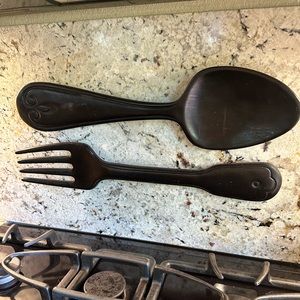 Wooden Fork & Spoon Wall Decor